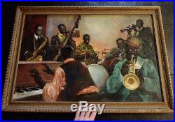 NY JAZZ 1933 Painting Louis Armstrong GRAND CENTRAL SCHOOL Harlem Renaissance