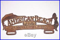 Negro Ocean Playground American Beach Florida Car Auto License Plate Topper Old
