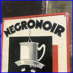 Negronoir French Coffee Cafe Original Embossed Tin Sign C1925 Black Americana