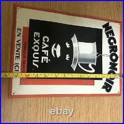 Negronoir French Coffee Cafe Original Embossed Tin Sign C1925 Black Americana