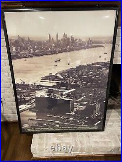 New York City Skyline Hoboken Shipyard 1951 Fluorescent light box 38 x 50