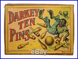 Nice Example Scarce Milton Bradley Darkey Ten Pins Game Black Americana