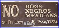 No Dogs Negros Mexicans Black Americana Cast Iron Sign 10 1/4 x 4 1/2 Free Ship