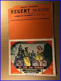 No Time for Romance Very Rare 1948 Window Card Display Eunice Wilson Bill Walker