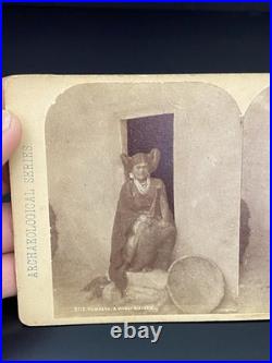 Numpayu (Nampeyo) Hopi Hano Pueblo 1800's W. H. Jackson & Co. Stereo View Photo