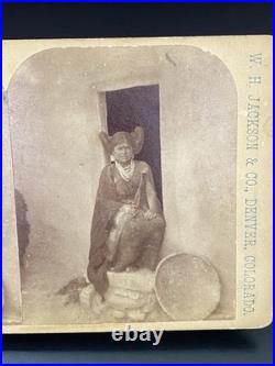 Numpayu (Nampeyo) Hopi Hano Pueblo 1800's W. H. Jackson & Co. Stereo View Photo