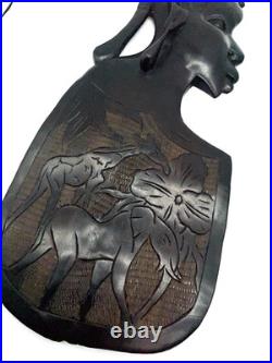 OAK Vintage Black Americana Wall Decor Hand Carved Wood African Mask (Set Of 2)