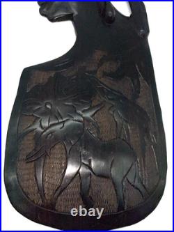 OAK Vintage Black Americana Wall Decor Hand Carved Wood African Mask (Set Of 2)