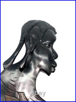 OAK Vintage Black Americana Wall Decor Hand Carved Wood African Mask (Set Of 2)