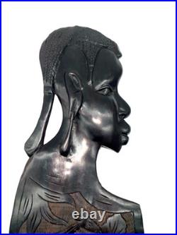 OAK Vintage Black Americana Wall Decor Hand Carved Wood African Mask (Set Of 2)