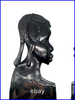 OAK Vintage Black Americana Wall Decor Hand Carved Wood African Mask (Set Of 2)