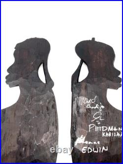 OAK Vintage Black Americana Wall Decor Hand Carved Wood African Mask (Set Of 2)