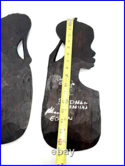 OAK Vintage Black Americana Wall Decor Hand Carved Wood African Mask (Set Of 2)