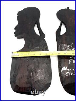 OAK Vintage Black Americana Wall Decor Hand Carved Wood African Mask (Set Of 2)