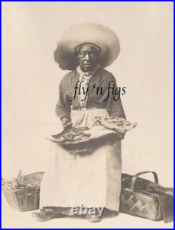 OCCUPATIONAL AFRICAN AMERICAN WOMAN FOOD VENDOR original antique photo c1900