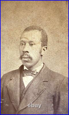 ORIGINAL! HANDSOME AFRICAN AMERICAN MAN LIKELY BORN AS A SLAVE CDV PHOTO c1874
