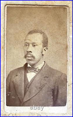 ORIGINAL! HANDSOME AFRICAN AMERICAN MAN LIKELY BORN AS A SLAVE CDV PHOTO c1874
