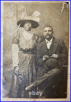 ORIGINAL HANDSOME AFRICAN AMERICAN MARRIED COUPLE PHOTO POSTCARD RPPC c1930