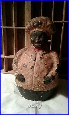 ORIGINAL Mammy Chef Cast Iron Still Bank black americana 1920's