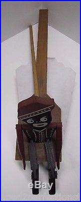 Old Folk Art Wooden Dancing Bellhop Toy fabulous detail black americana