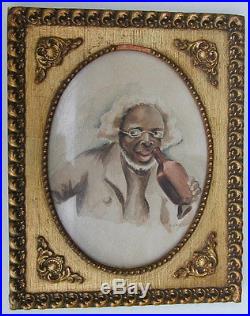 Old Original Painting Black Americana Signed Original Frame 1920's Very Rare