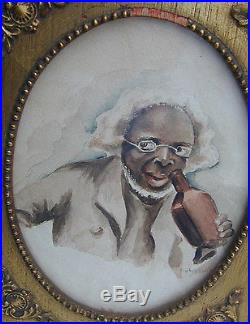 Old Original Painting Black Americana Signed Original Frame 1920's Very Rare