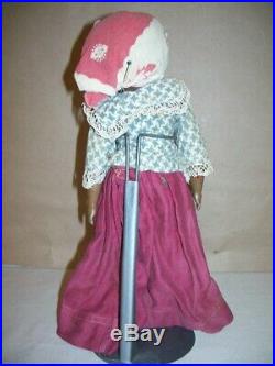 Old Paper Mache Brown Glass Eyed Girl Doll African American Black Americana Mamm