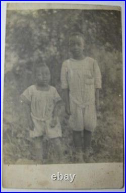 Old RPPC Black Americana 2 Young AFRICAN AMERICAN Boys REAL PHOTO POSTCARD
