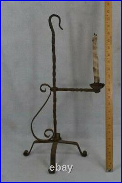 Old primitive candle stand holder hand made table top 18th 19th c original