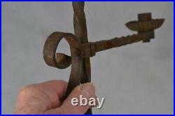 Old primitive candle stand holder hand made table top 18th 19th c original