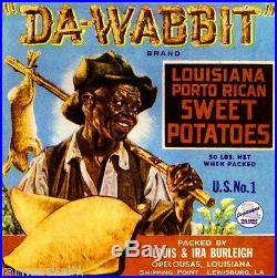 Opelousas Louisiana Da Wabbit Sweet Potato Yam Yams Vegetable Crate Label Print