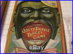 Orig 1800's The JOLLY DARKIE TARGET GAME v clean and bright RED WHITE BLUE BLACK