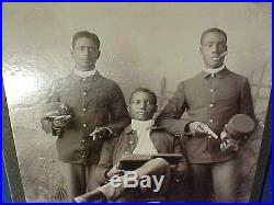 Orig 1880s INDIAN WARS Era BLACK AMERICAN SOLDIERS 25th Infantry PHOTO w Weapons