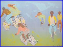 Orig HARRY GOTTLIEB Listed Ashcan Black Americana BICYCLES Silkscreen SIGNED yqz