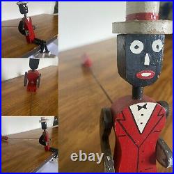 Orig Vintage Black Americana Carved Wood Dance Puppet Aka Lumberjack Jig Doll