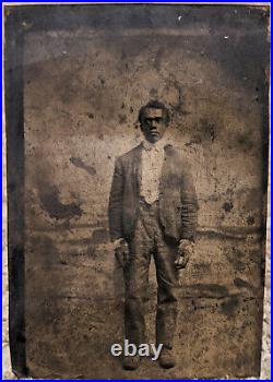 Original 1860s Tintype Photo of African American Man Civil War Golden Picture