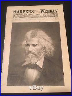 Original 1883 Frederick Douglass Harpers Weekly Magazine Cover Print