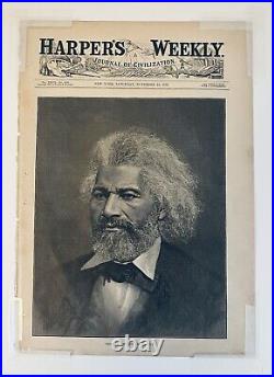 Original 1883 Harper's Weekly Newspaper Frederick Douglas Cover Engraving Matted