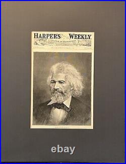 Original 1883 Harper's Weekly Newspaper Frederick Douglas Cover Engraving Matted