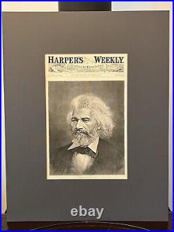 Original 1883 Harper's Weekly Newspaper Frederick Douglas Cover Engraving Matted