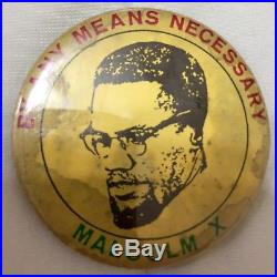Original 1962 Malcolm X By Any Means Necessary Pin Button Black Power