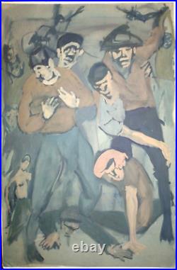 Original 1967 African American Abstract Watercolor Painting Detroit Riots