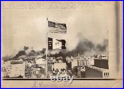 Original 1968 Civil Rights Press Photo Washington DC Skyline Burns