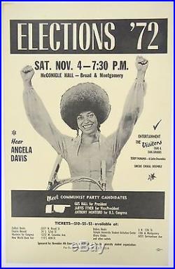 Original ANGELA DAVIS Communist Party rally poster Black Panthers 1972 BEAUTY