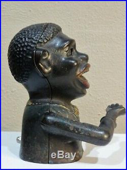 Original Antique Cast Iron Jolly N Mechanical Bank Toy By Shepard Hardware