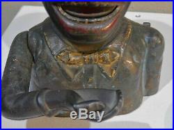 Original Antique Cast Iron Jolly N Mechanical Bank Toy By Shepard Hardware