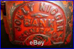 Original Antique Jolly Black Americana Cast Iron Bank Mechanical