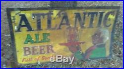 Original Atlantic Beer Black Americana Sign very rare advertisemen