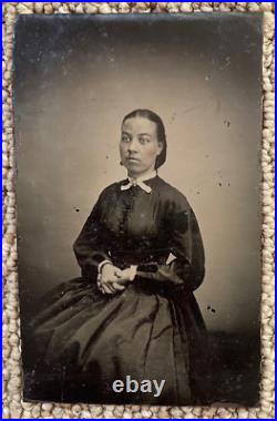 Original! CIVIL War Era Beautiful African American Woman Tintype Photo