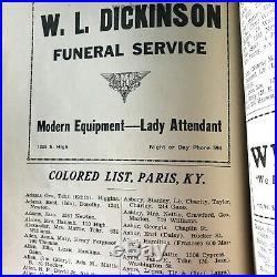 Original City Directory 1935, Paris, Kentucky, Segregation, Colored List